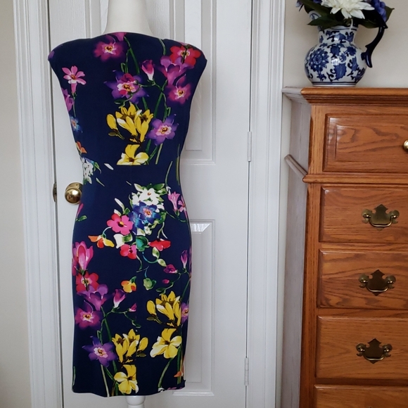 Ralph Lauren Dress Floral Faux Wrap EUC - Picture 4 of 5